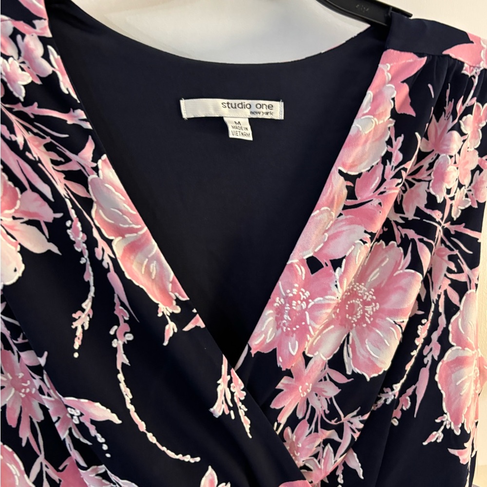 Studio One Sleeveless Pink Floral Midi Dress Sz Med NWT - Picture 6 of 9